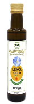 Saatengold-Bio-Feinschmecker-Öle Leinöl Orange