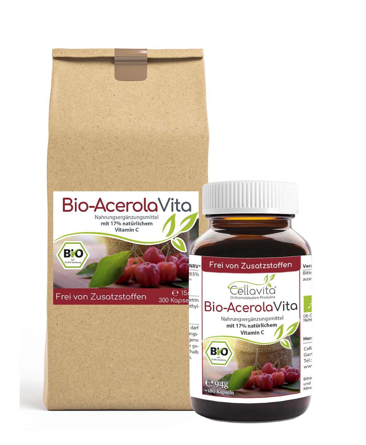 Bio-Acerola Vita (natürliches Vitamin C) Kapseln Vorratsbeutel