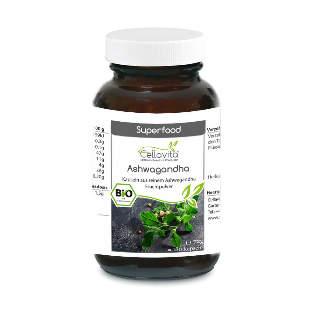 Superfood Ashwagandha bio 180 Kapseln Glas