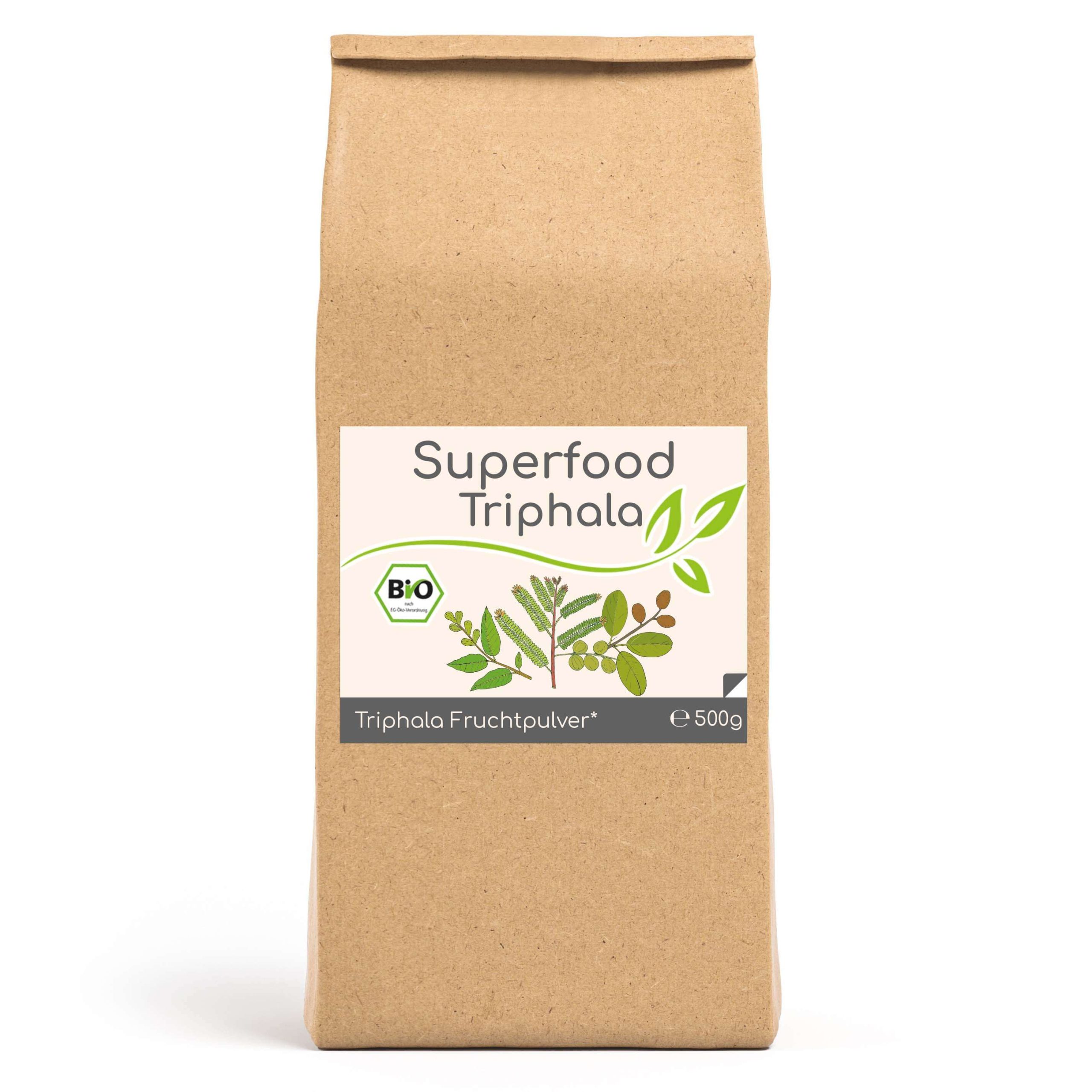 Superfood Triphala bio Pulver 500g Vorratsbeutel