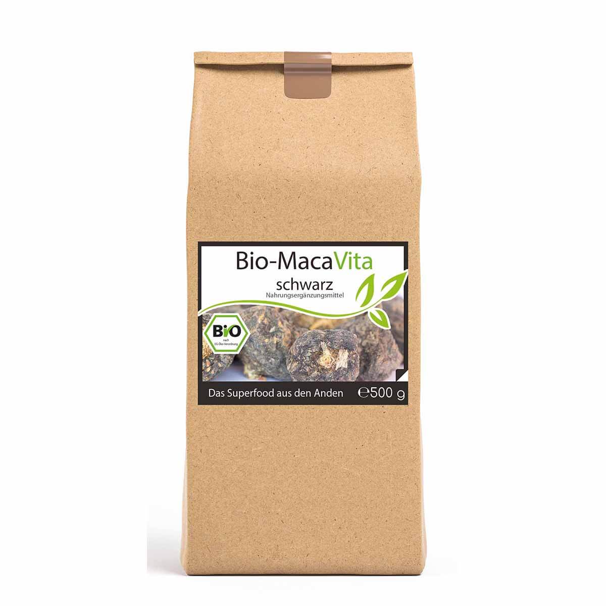 Bio-Maca Vita schwarz – 500 g Pulver im Vorratsbeutel