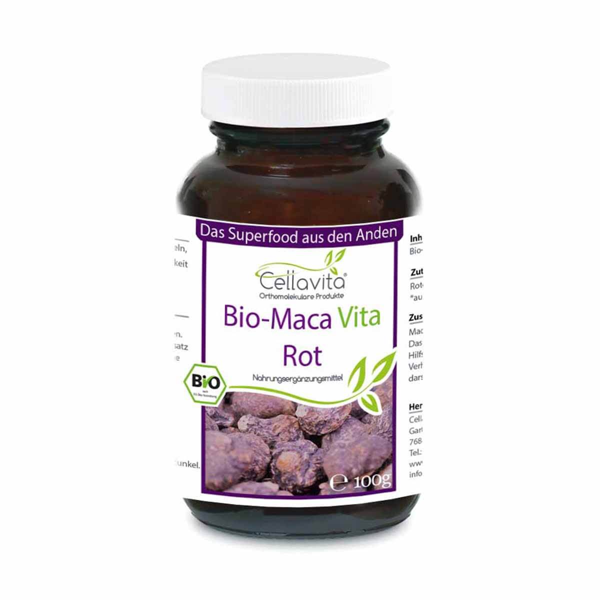 Bio-Maca Vita rot – 100 g Pulver im Glas